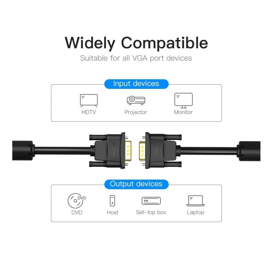 Kabel VGA Vention 15 Pin Male DAE 1080P Support for Monitors 1.5m