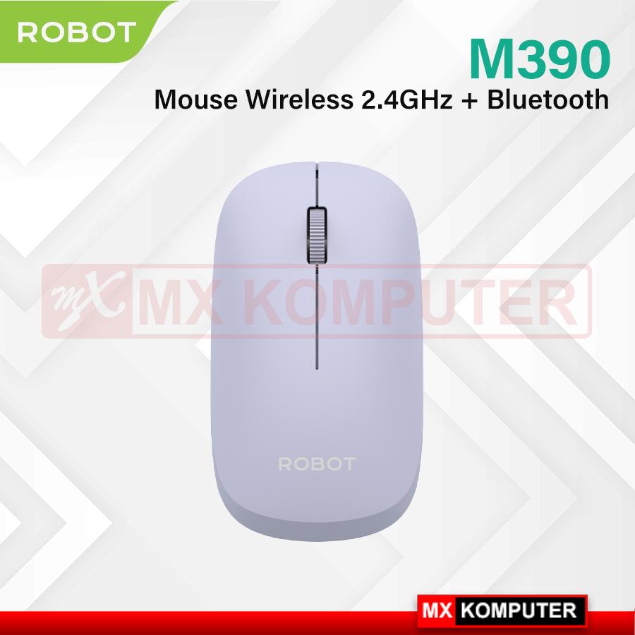 Robot M390 Mouse Silent Click Bluetooth + Wireless 2.4Ghz 1600DPI