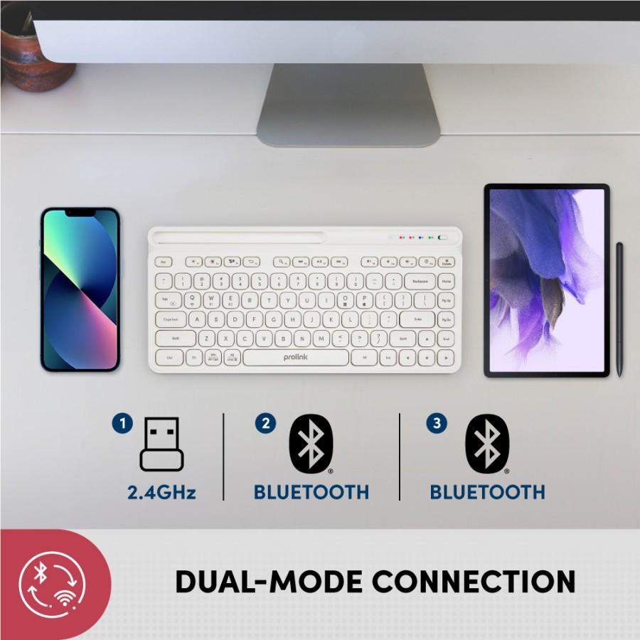Prolink GK-5001M Keyboard Wireless Bluetooth Multi-device Slim - Putih