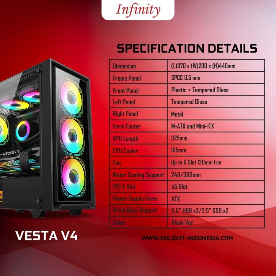 Casing PC INFINITY VESTA V4 Micro ATX Case Tempered Glass