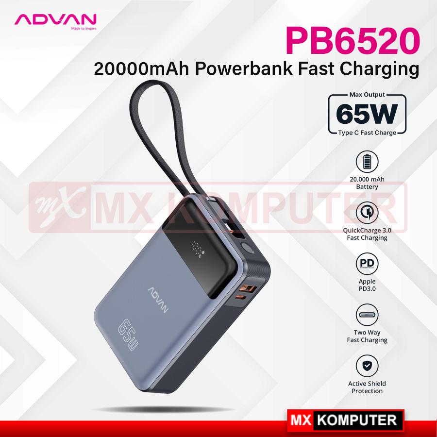 ADVAN Powerbank PB6520 Fast Charging 65W TYPE C Quick Charge 20000 mAh