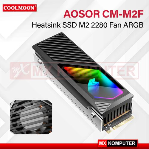 COOLMOON AOSOR CM-M2F Heatsink SSD M2 SATA NVME 2280 FAN ARGB