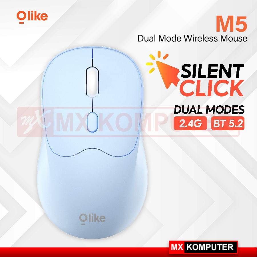 OLIKE M5 Wireless Mouse DUAL MODE USB Dongle - Bluetooth Silent Click Optical 1600DPI