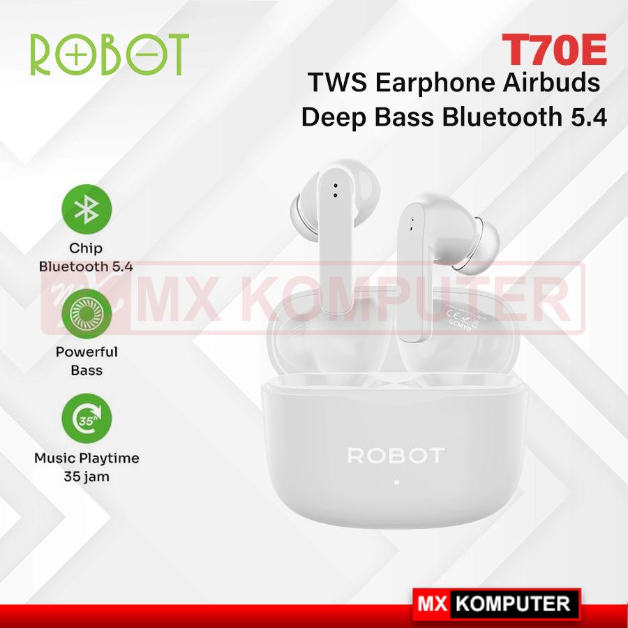 ROBOT TWS Earphone Airbuds T70E Deep Bass Bluetooth 5.4 