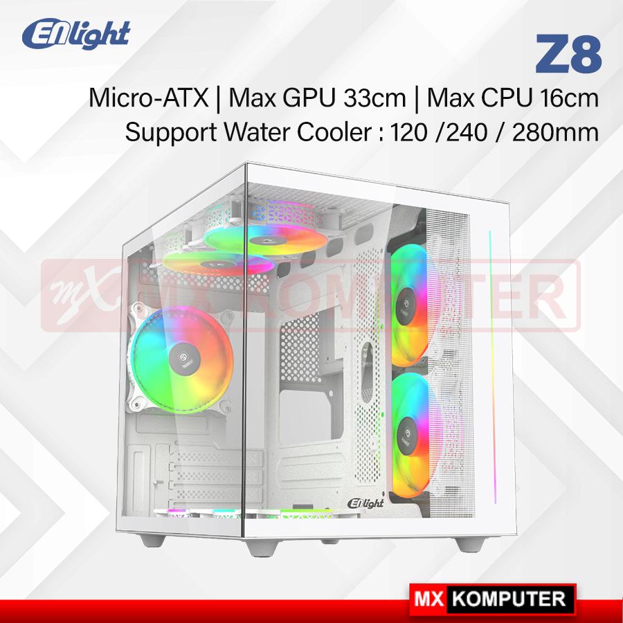Casing ENLIGHT Z8 PC Case Tampered Glass M-ATX Support WaterCooling 240-280