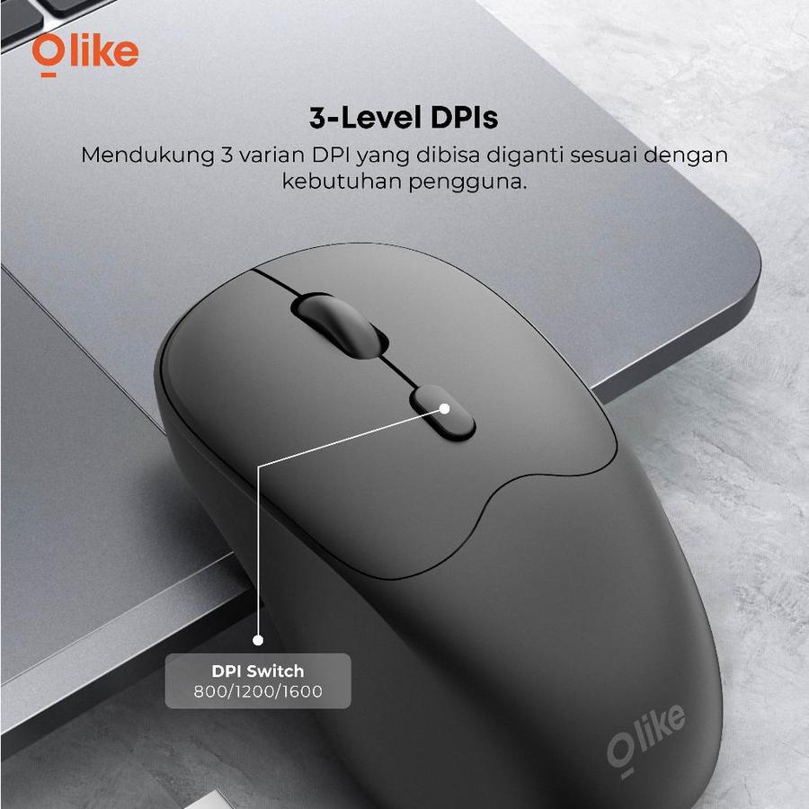 OLIKE M5 Wireless Mouse DUAL MODE USB Dongle - Bluetooth Silent Click Optical 1600DPI