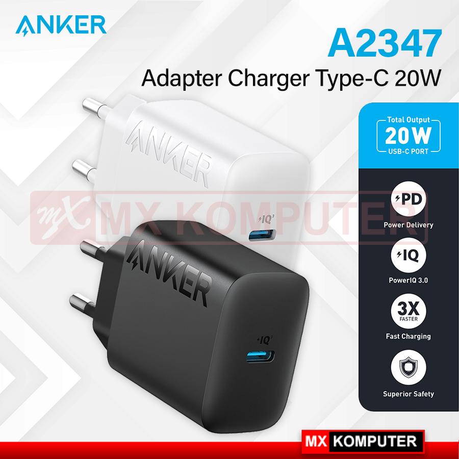 Anker Wall Adaptor Charger Power Port 20W Type C - A2347 - Hitam