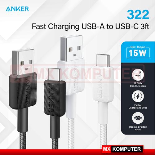 Kabel Charger Anker 322 Fast Charging USB-A to USB-C 3ft