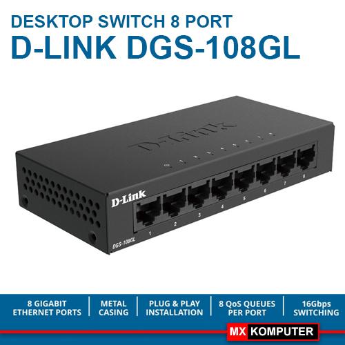 D-Link DGS-108GL 8 Port Gigabit Metal Case Unmanaged Switch DGS-108 GL