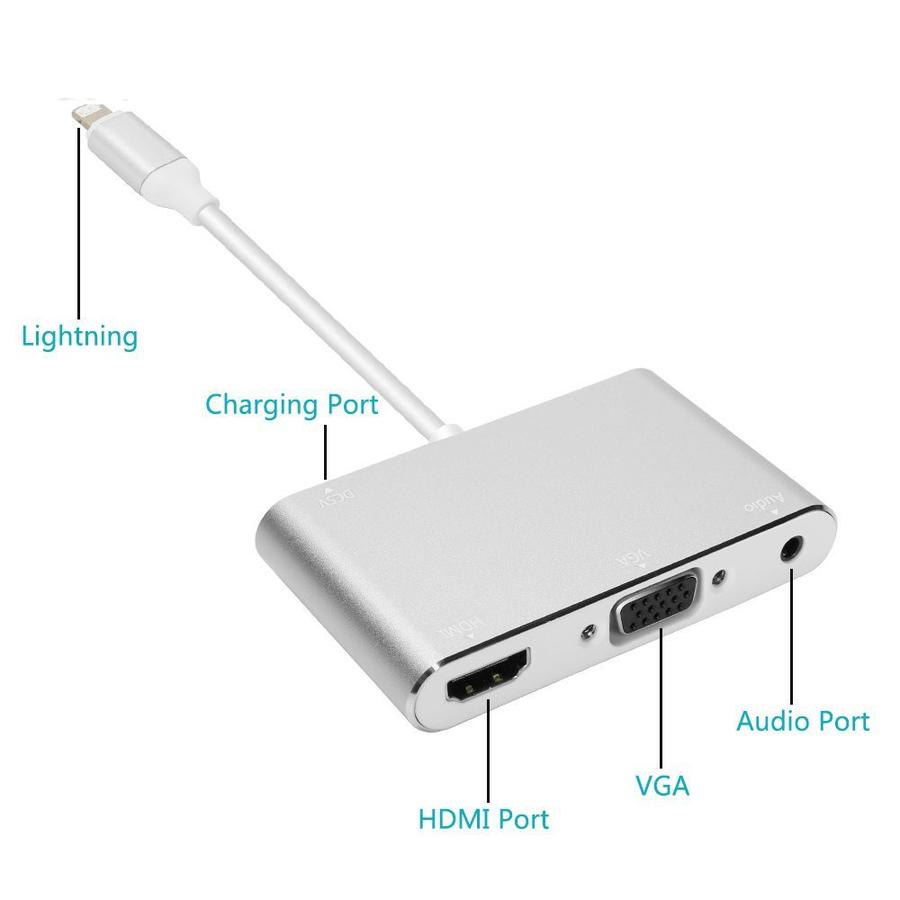 Adaptor Converter Lightning to HDMI VGA with Audio