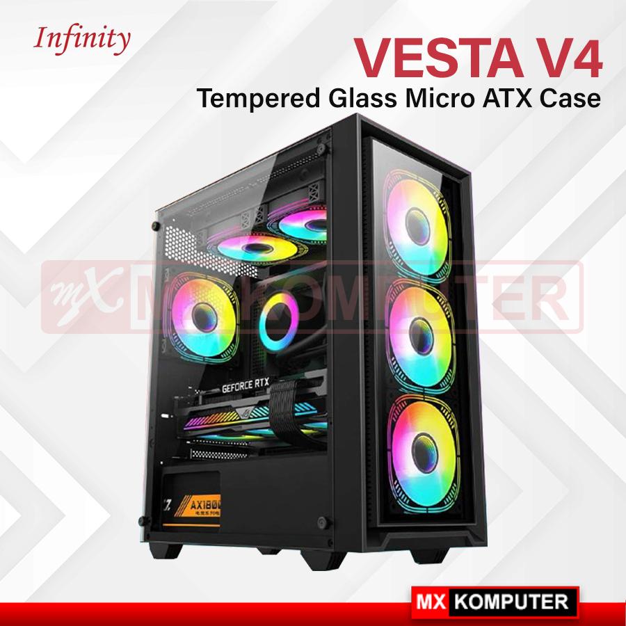 Casing PC INFINITY VESTA V4 Micro ATX Case Tempered Glass