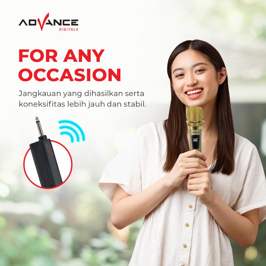 Microphone Advance Mic-103 Profesional Mic Wireless Bisa di Charger