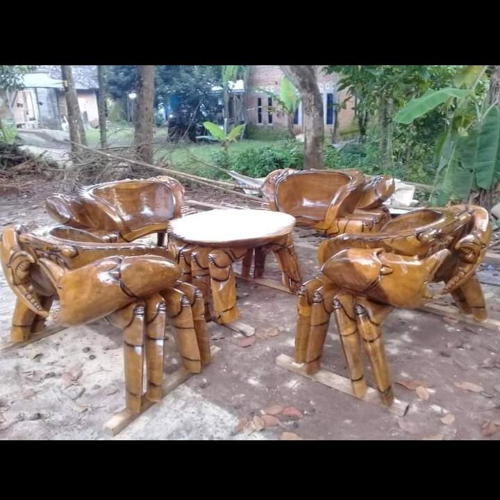 Kursi tamu kepiting / kursi tamu unik solid wood