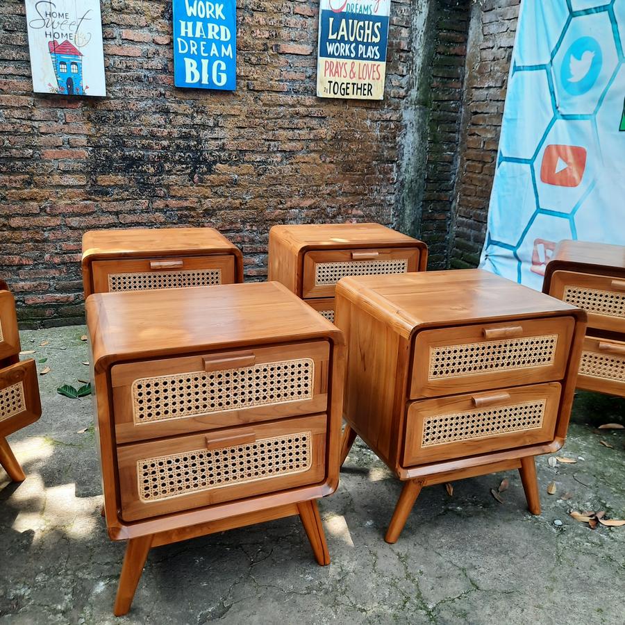 bedside table nakas kayu jati minimalis