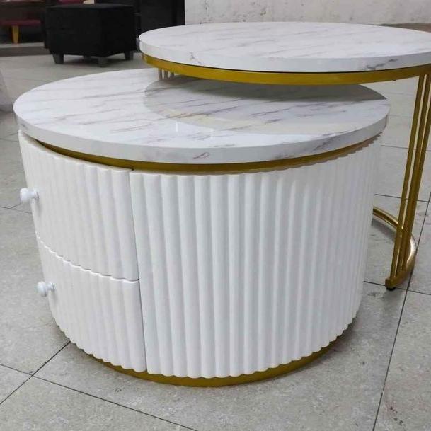 meja tamu bulat marmer motif terbaru