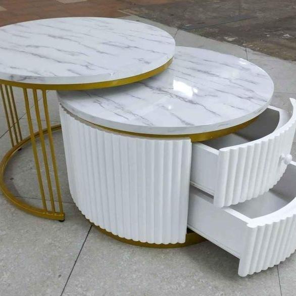 meja tamu bulat marmer motif terbaru