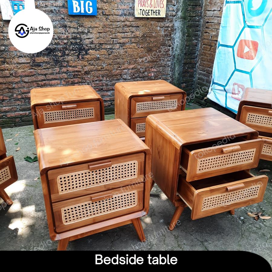 bedside table nakas kayu jati minimalis