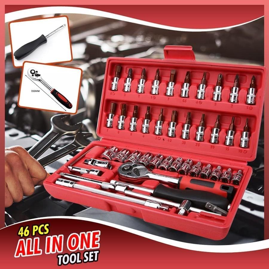 TS KUNCI SOCKET TOOLS MOBIL DAN MOTOR SET 46 PCS