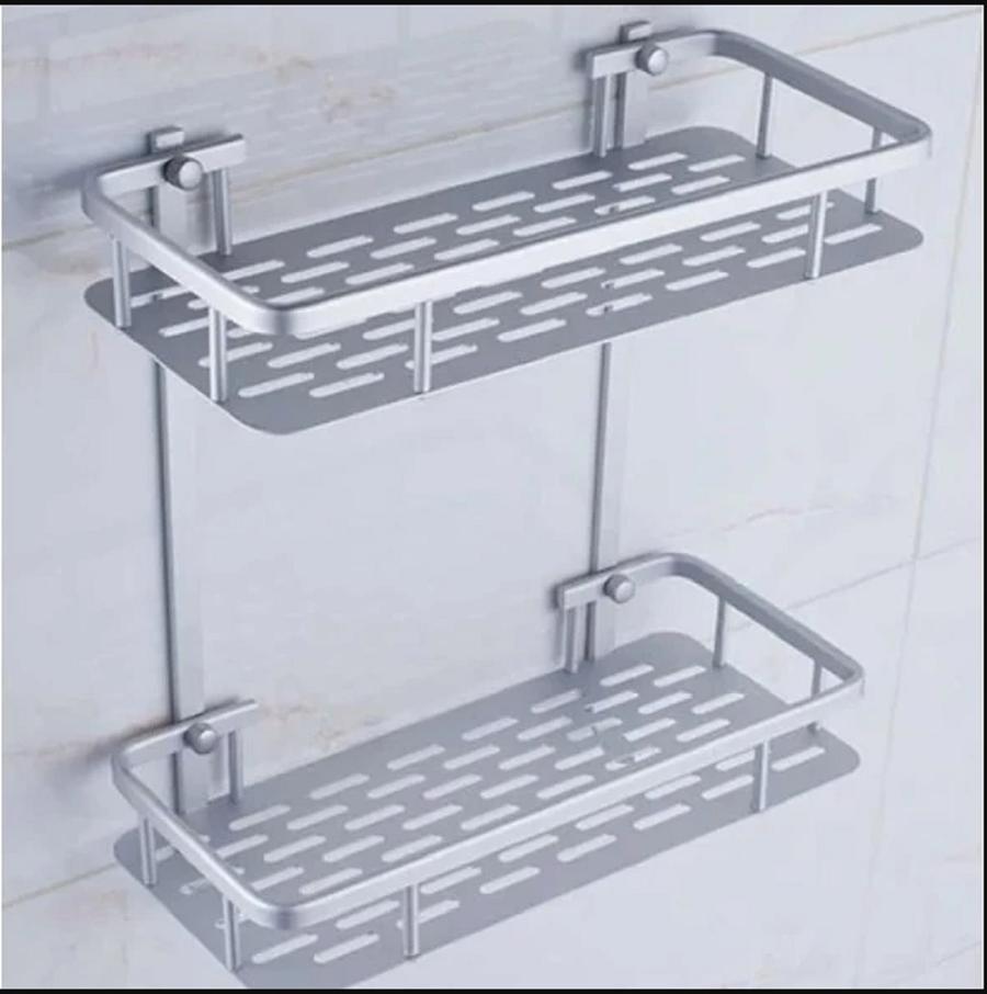 RAK 2 TINGKAT DOUBLE LAYER / RAK DINDING TOILET KAMAR MANDI ALUMUNIUM 2 SUSUN / TEMPAT SABUN SHAMPO / RAK DOUBLE LAYER,