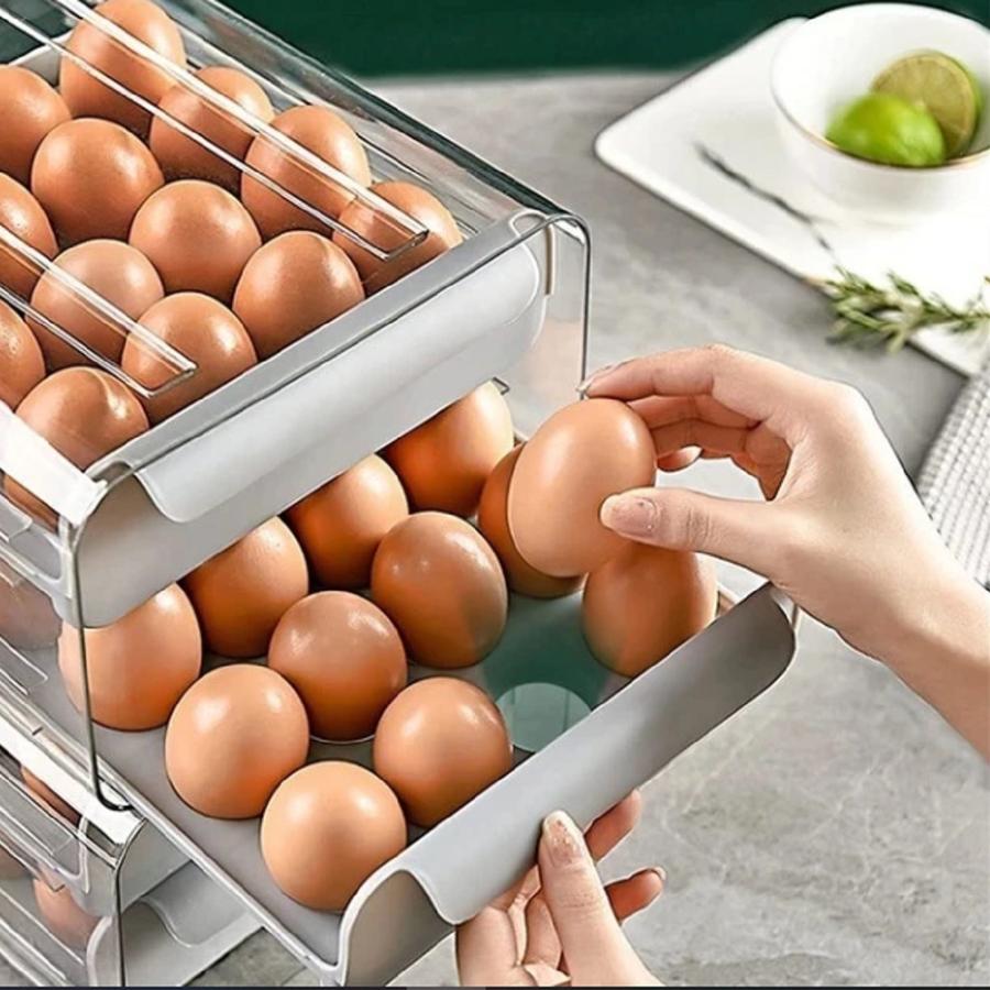 META EGG ORGANIZER 2 TINGKAT / TEMPAT PENYIMPANAN TELUR / BOX TELUR / RAK TELUR / HOLDER TELOR ESTETIK