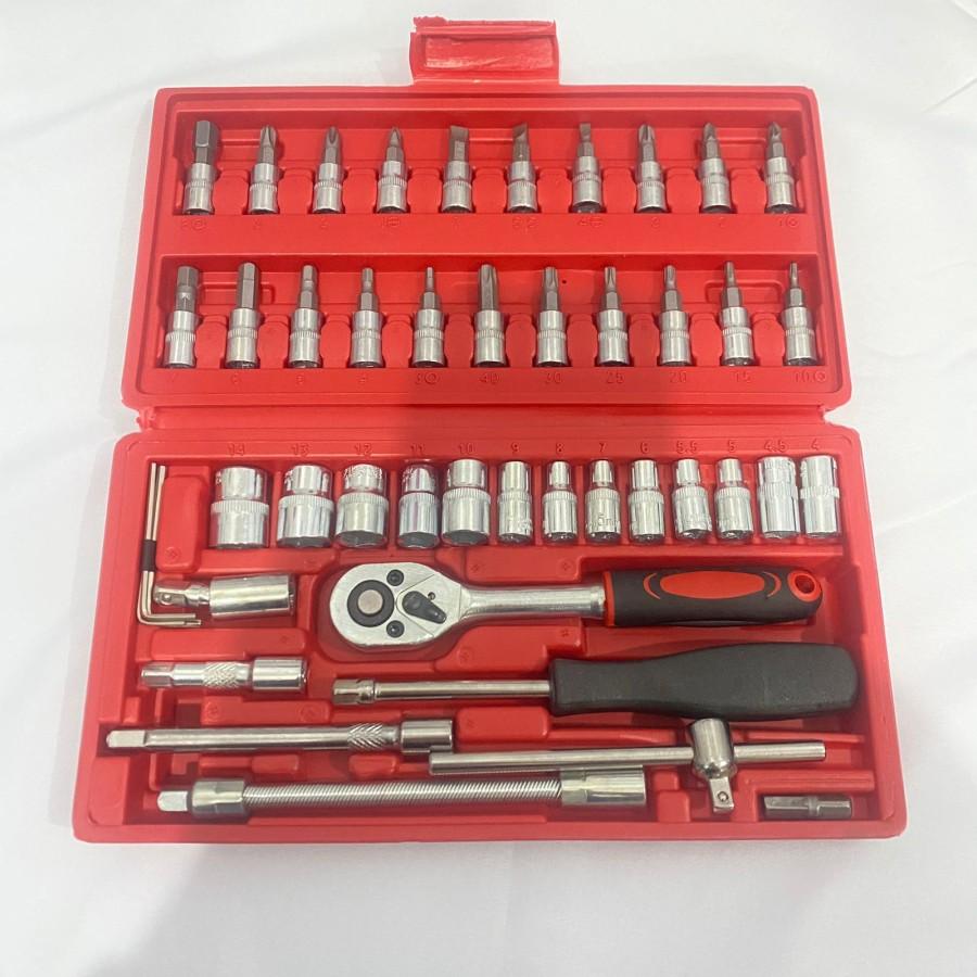 TS KUNCI SOCKET TOOLS MOBIL DAN MOTOR SET 46 PCS