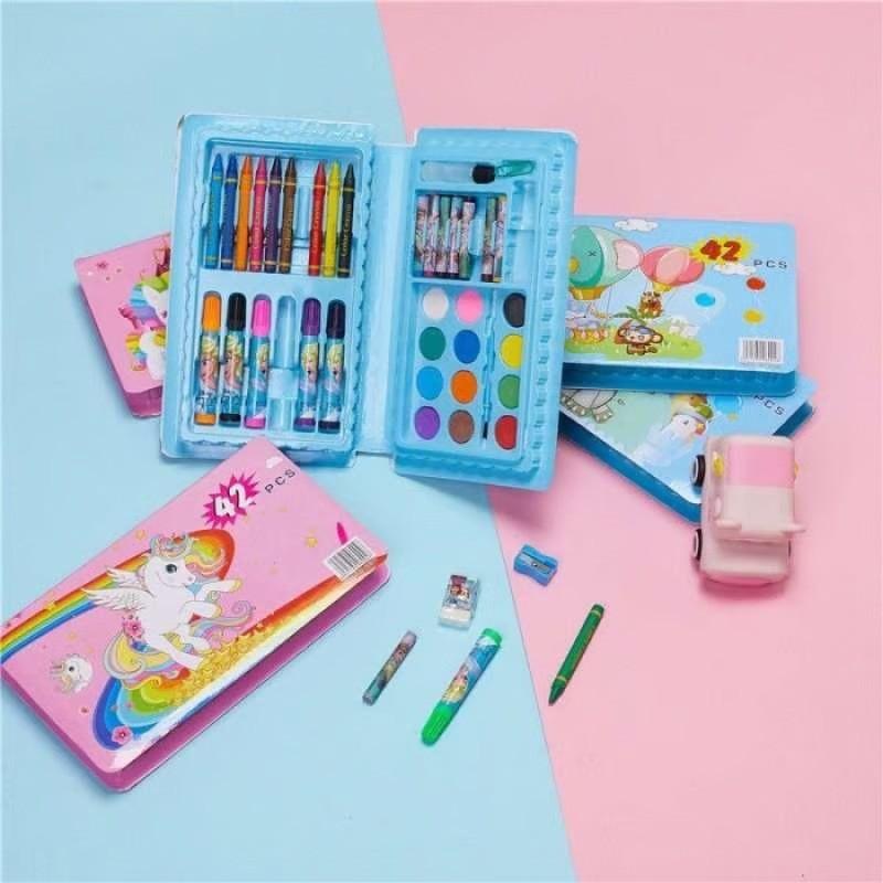 MINI CRAYON 42 PCS / PERALATAN MENGGAMBAR / ART SET ALAT LUKIS DAN MENGGAMBAR