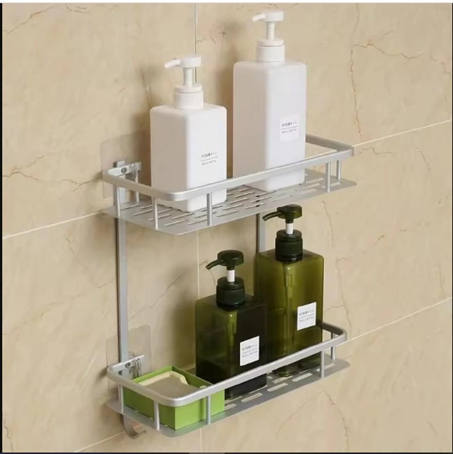 RAK 2 TINGKAT DOUBLE LAYER / RAK DINDING TOILET KAMAR MANDI ALUMUNIUM 2 SUSUN / TEMPAT SABUN SHAMPO / RAK DOUBLE LAYER,