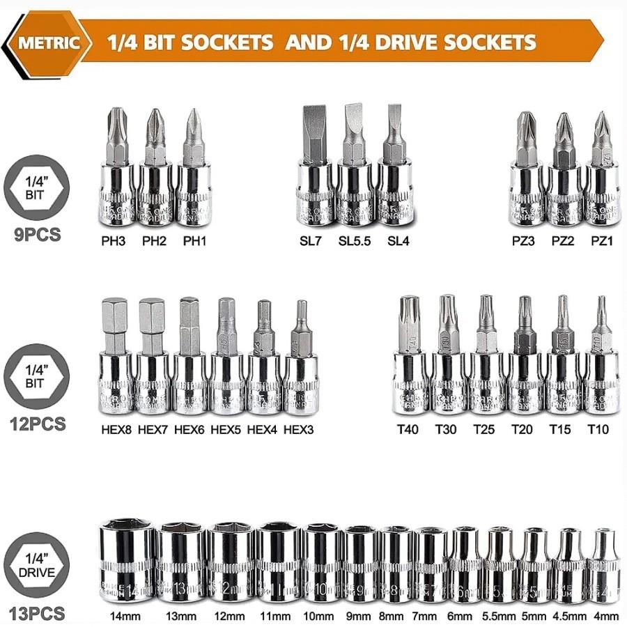 TS KUNCI SOCKET TOOLS MOBIL DAN MOTOR SET 46 PCS