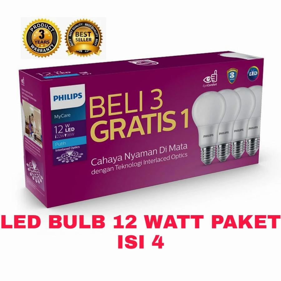PHILLIPS LAMPU LED BULB MULTIPACK MYCARE 12 WATT PUTIH