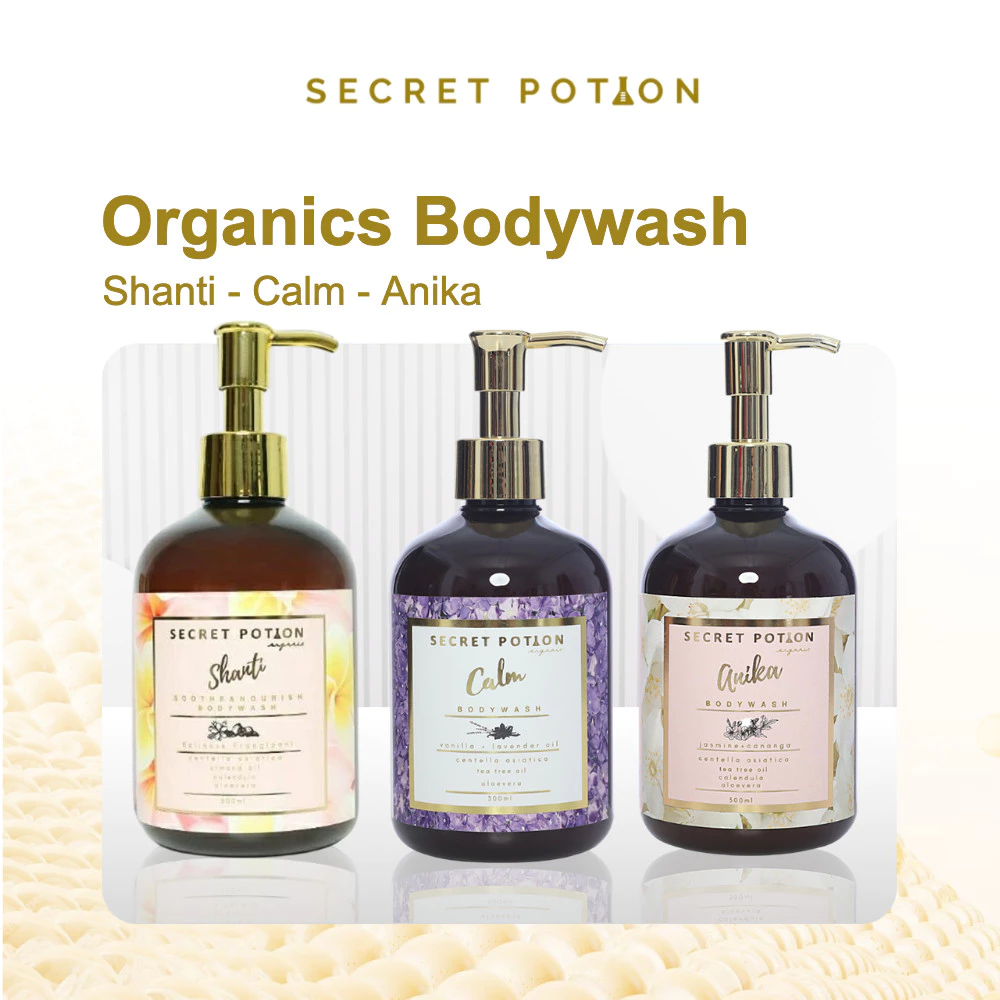SECRET POTION ORGANICS Body Wash Calm Vanilla Lavender Anika Jasmine Cananga - Sabun Mandi Alami