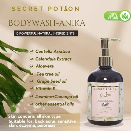 SECRET POTION ORGANICS Body Wash Calm Vanilla Lavender Anika Jasmine Cananga - Sabun Mandi Alami
