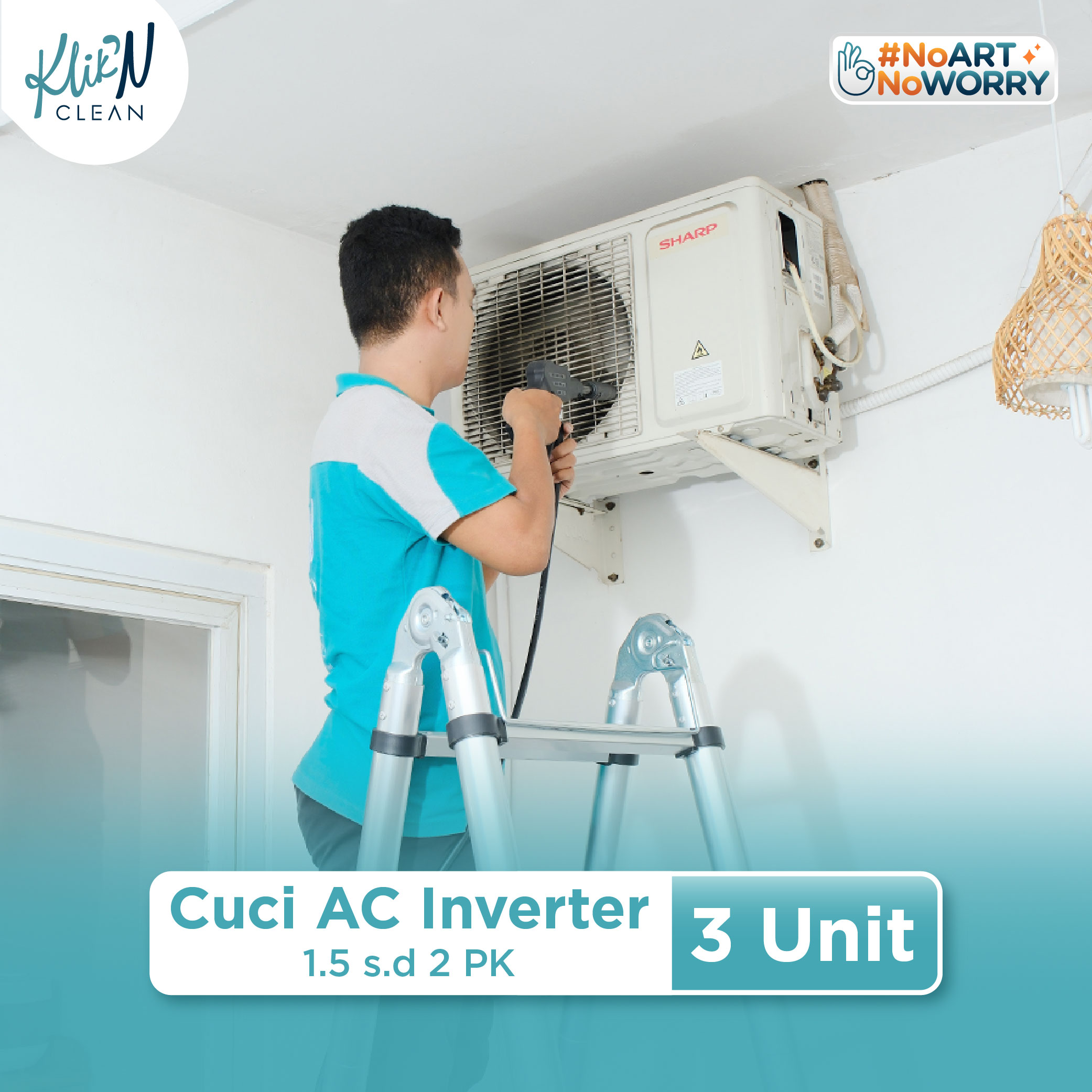 KliknClean - Layanan Cuci AC Inverter 1.5 s.d 2 PK (3 Unit)