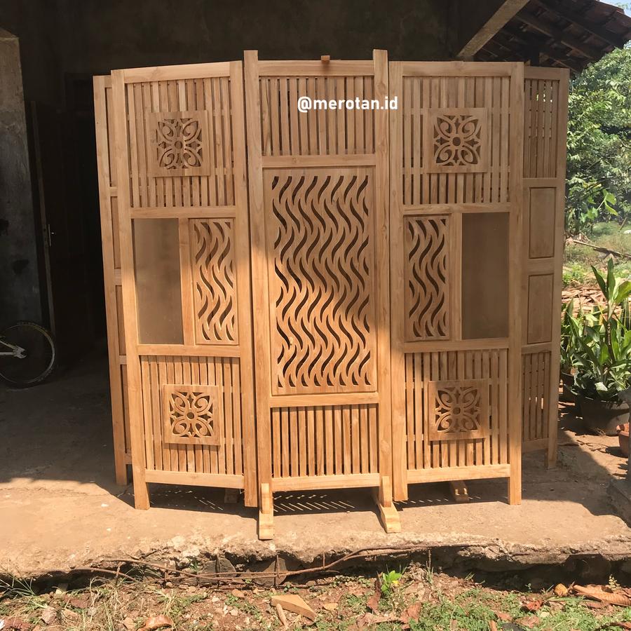 Sketsel Kayu Jati Minimalis Modern / Partisi Ruangan Kayu Jati / Penyekat Ruangan Jati