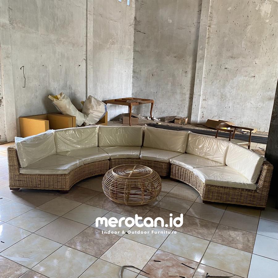 Set Sofa Tamu Rotan Alam Model Lingkaran / Kursi Rotan Natural