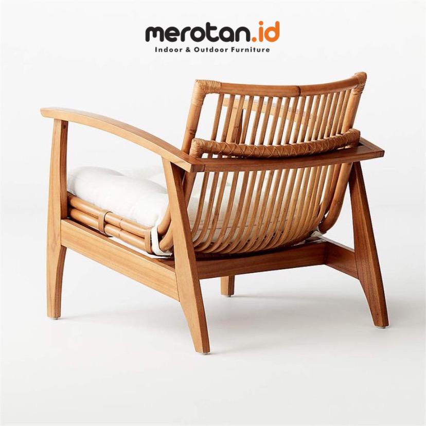 Kursi Santai Jati Kombinasi Rotan Alam / Kursi Malas Jati Rotan / Lazy Chair / Kursi Cafe Jati Mix Rotan / Arm Chair