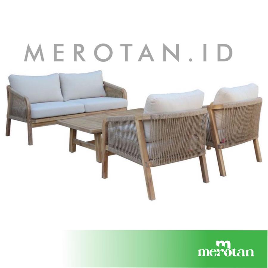 Sofa Jati Outdoor Anyaman Tali Rope / Set Kursi Tamu Outdoor