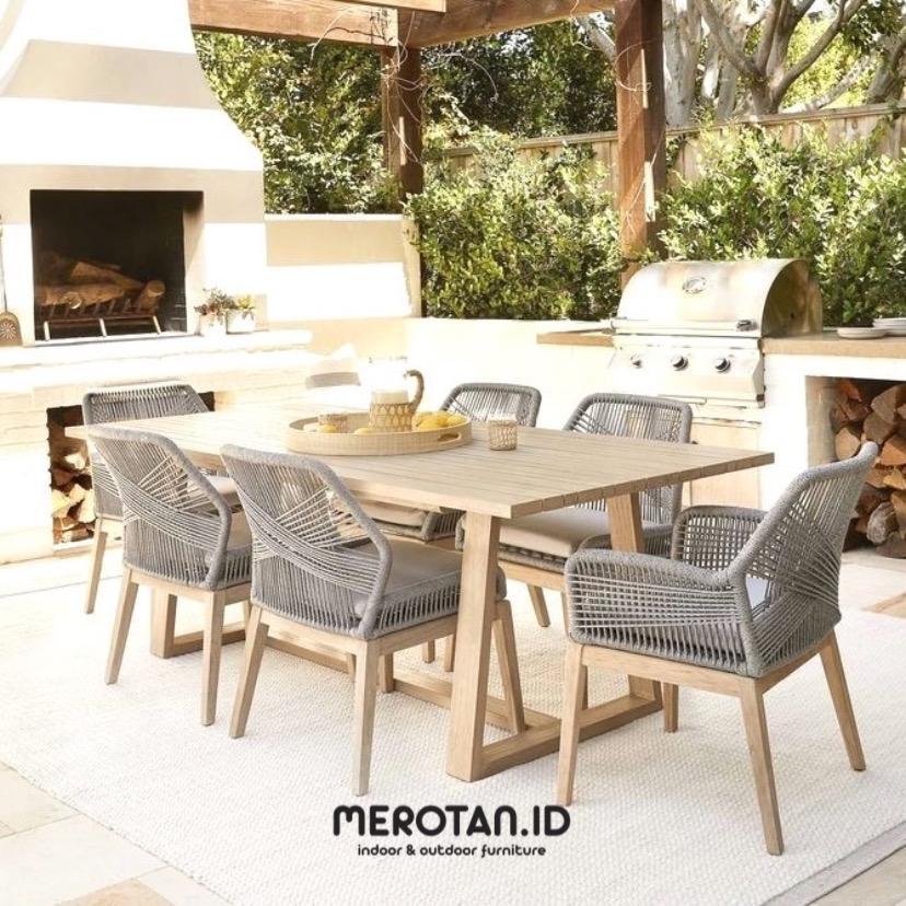 Set Kursi Makan Anyaman Tali Rope / Set Meja Makan Jati / Dining Set