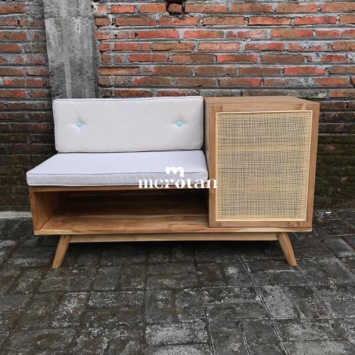 Rak Sepatu & Tempat Duduk Kayu Jati Minimalis