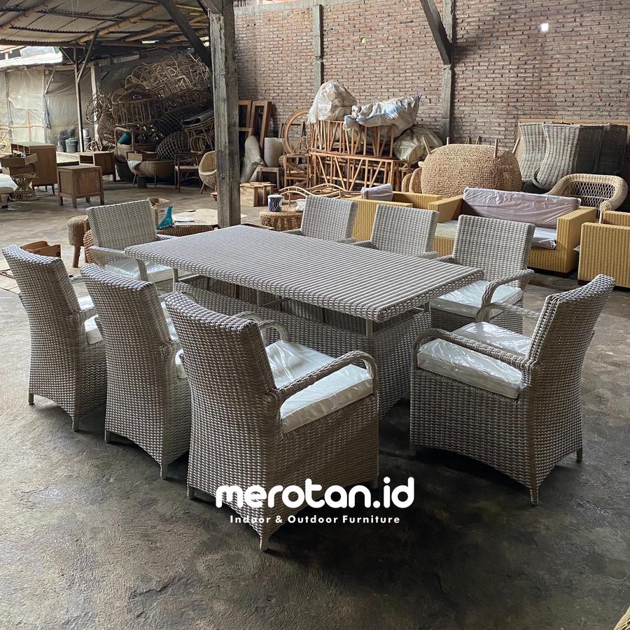 Set Kursi Makan Outdoor Rotan Sintetis / Set Meja Makan Rotan Sintetis Premium / Dining Chair / Kursi Makan Hotel / Kursi Makan Outdoor Resto