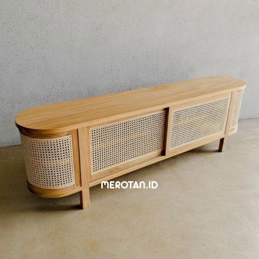 Meja TV Jati Mix Rotan/Bufet TV Minimalis/Sideboard Retro