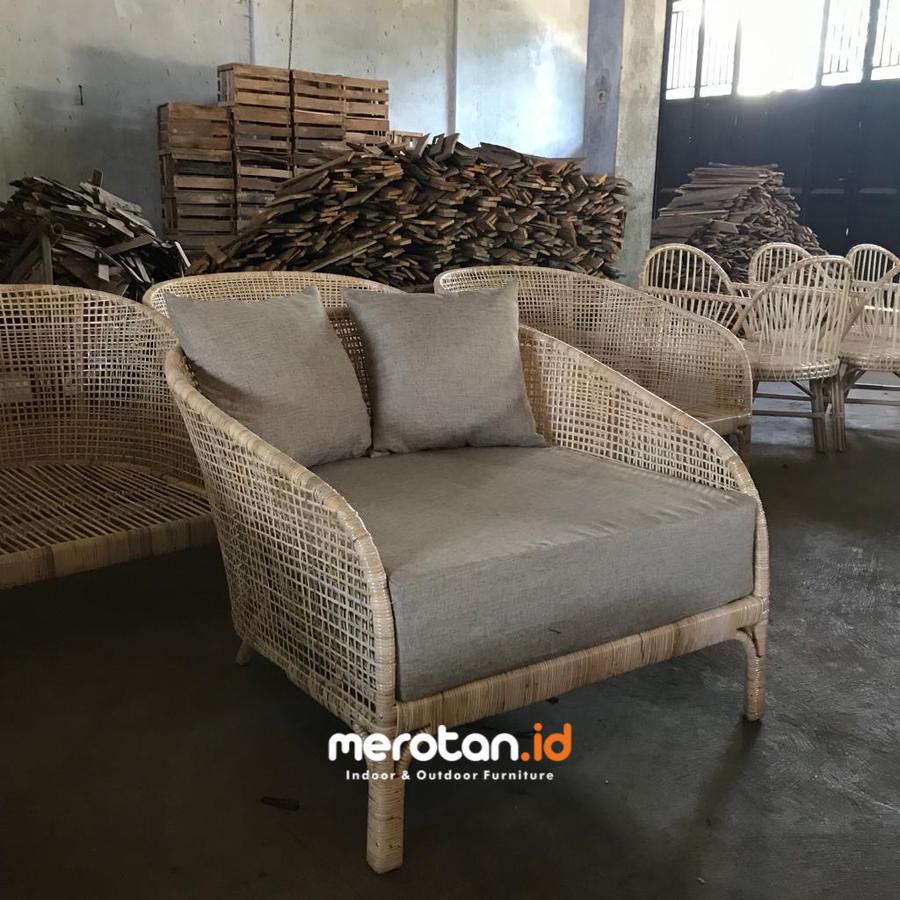 Sofa Bed Rotan Alam / Sofa Santai Rotan Alam / Kursi Malas Rotan Jumbo