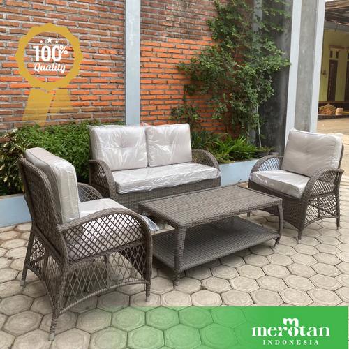 Set Sofa Outdoor Rotan Sintetis / Kursi Tamu Outdoor / Kursi Garden
