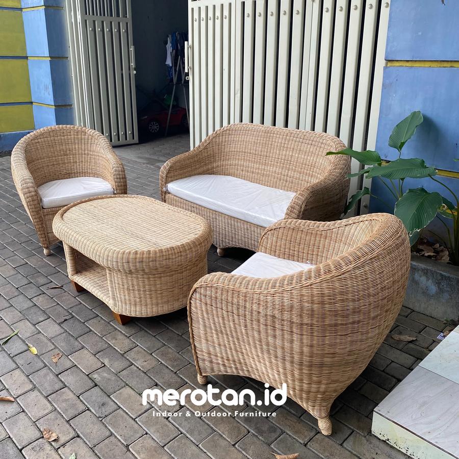 Set Sofa Tamu Rotan Alam / Set Kursi Tamu Rotan Model Klasik / Kursi Rotan Model Antik
