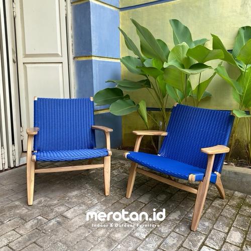 Lazy Chair / Kursi Malas Jati Anyaman Rotan Sintetis / Kursi Santai Jati Anyaman Rotan Sintetis