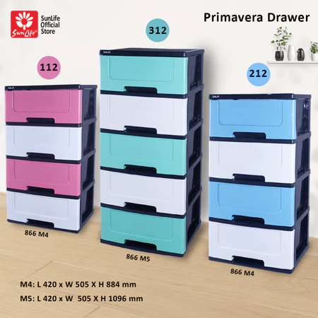 SunLife Primavera Lemari Pakaian 4 Susun Rak Drawer Plastik Kokoh SNL-866-S2M5
