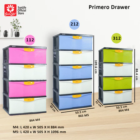 SunLife Primero Lemari Pakaian 4 Susun Rak Drawer Plastik Kokoh SNL-865-M5