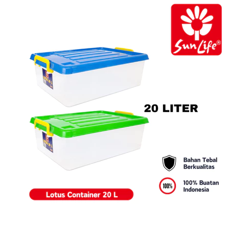 SunLife Lotus Container 20 Liter Container Besar Plastik Dengan Tutup Container Box Serbaguna SNL-6900