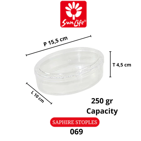 Sunlife Sapphire Stoples (S) Toples Plastik Kue Kering Toples Kurma Serbaguna Kapasitas 250 gr (16 pcs ) SNL-069 S