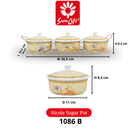 Sunlife Nicole Sugar Set 1 Set Wadah Prasmanan Keramik SNL-1086-B