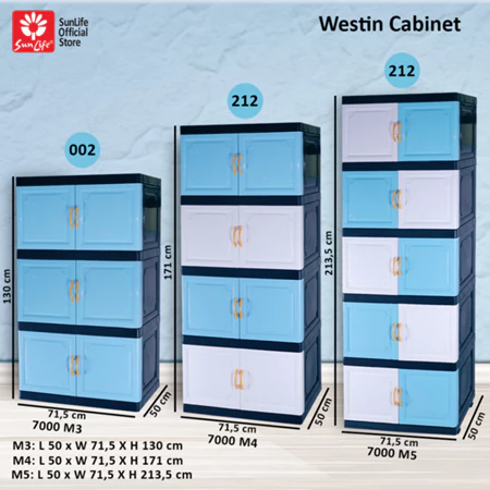 Sunlife Westin Cabinet Lemari Pakaian 3 Susun Rak Cabinet Plastik Kokoh SNL-7000-S3